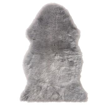 Preview: Echtes Schaffell - Lammfell Teppich, 90x60cm, Grau - Flauschig & Weich für gemütliche Wohnatmosphäre - Bettvorleger, Sitzauflage & Deko