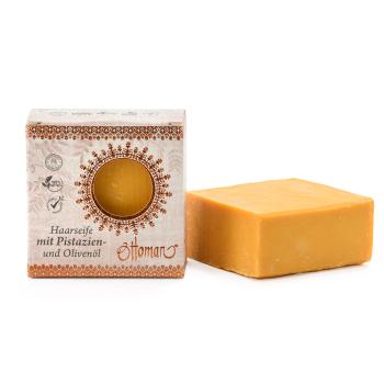 Haarseife mit Pistazien- und Olivenöl - 100% Natur & Vegan - Für trockenes Haar & Kopfhaut - Ohne Silikone - 190g - Sanfte Pflege