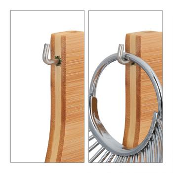 Preview: Bambus-Edelstahl Obsthängematte - Design-Korb zum Anhängen für optimale Reifung - 18,5x38x23cm - Vielseitige Früchteaufbewahrung & Dekoration