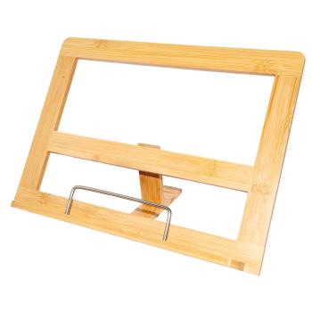 Kochbuchhalter aus Bambus und Metall - 3-stufig verstellbar - Modernes Design für Rezeptbuch, Schneidebretter & Notizen - 24x32x3,5 cm