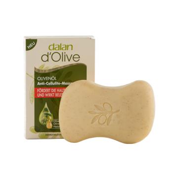 Olivenöl Massageseife 150g - Peeling-Partikel gegen Cellulite - Mit Traubenkernöl Vitamin E - Für jeden Hauttyp - Fördert Durchblutung