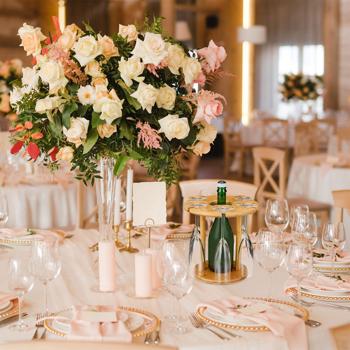 Preview: Weinglas- & Sektgläser-Halter aus Bambus - Praktischer Ständer für 6 Gläser & Weinflasche - Rustikal edles Design - 25x25cm - Perfekt zum Servieren