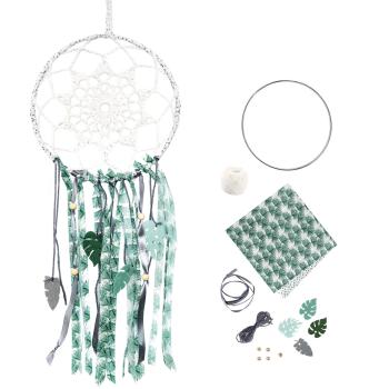 Traumfänger Bastel-Komplettset – DIY Set für kreative Handwerkskunst & böse Träume abwehren – Dunkelgrün 60 cm inkl. Anleitung & Material