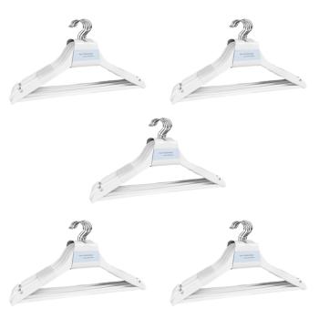 40 Holz-Kleiderbügel weiss mit drehbarem Haken - Steg & Rockkerben für Hosen Röcke Oberteile - Stabil langlebig aus Tanne Kiefer Ahorn