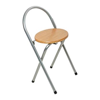 Klappstuhl Holz - Platzsparend, stabil & klappbar - Metallgestell, Holzsitzfläche MDF, braun/silber, 35,5x67,5cm, 2,5kg, 100kg belastbar