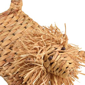 Preview: Löwe liegend Deko Figur aus Wasserhyazinthe - Metall verstärkt - Natürliche Dekoration für Zuhause & Geschenk - Braun, 32x15x40cm