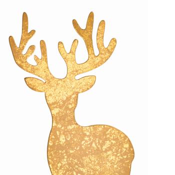 Preview: Gartenstecker Hirsch aus Metall - Goldener Beetstecker für Garten, Terrasse & Balkon - Edle Dekoration 13x41cm - Robuster Erdspiess - Natur-Look