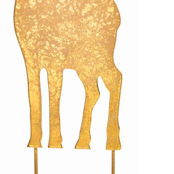 Preview: Gartenstecker Hirsch aus Metall - Goldener Beetstecker für Garten, Terrasse & Balkon - Edle Dekoration 13x41cm - Robuster Erdspiess - Natur-Look