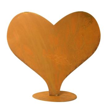 Metall Aufsteller Herz - Rost-Finish Landhausstil Deko für Garten, Terrasse, Balkon & Wohnräume - Braun - 24x20x12cm - Innen & Aussen geeignet