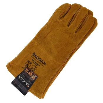 Preview: Grillhandschuhe aus 100% Leder - Hitzebeständig - Ofenhandschuhe Kaminhandschuhe - Senfgelb, XL, 34x15cm - Für Herren & Frauen - EN 407