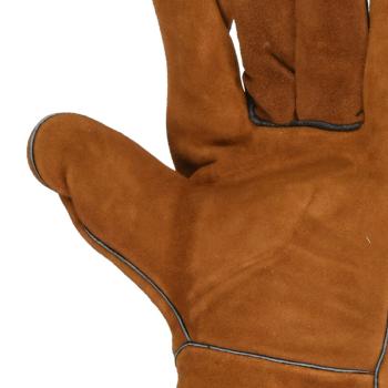 Preview: Grillhandschuhe aus 100% Leder - Hitzebeständig - Ofenhandschuhe Kaminhandschuhe - Senfgelb, XL, 34x15cm - Für Herren & Frauen - EN 407