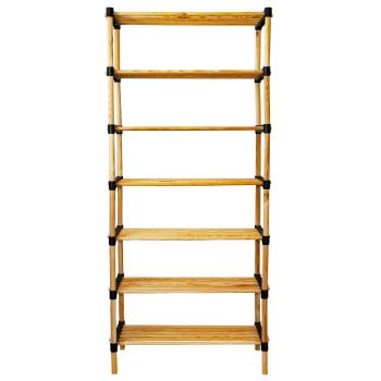 Preview: Variables Kiefernholz-Regal – Flexibles Holzregal mit 7 Böden, vielseitiges Stauraum-Regal, 56x28x110cm, braun – Ideal für Bücher, Kosmetik, Deko & mehr