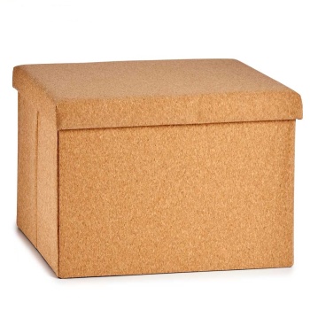 Aufbewahrungskorb Kork faltbar - Dekobox mit Deckel & 2 Fächern für mehr Ordnung & Platz - braun, 36x36x72 cm - stilvolle Dekoration