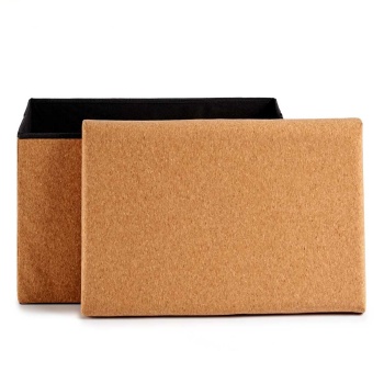 Preview: Aufbewahrungskorb Kork faltbar - Dekobox mit Deckel & 2 Fächern für mehr Ordnung & Platz - braun, 36x36x72 cm - stilvolle Dekoration