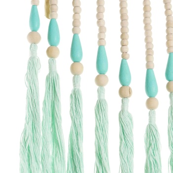 Preview: Wanddeko aus Baumwolle - Makramee Wandbehang im Boho-Stil - Dekorative Blattform für Wohnzimmer, Kinderzimmer - Blau/Beige, 35x2x62cm - Geschenk