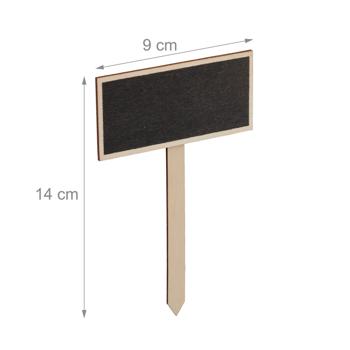 Preview: 24er-Set Pflanzenschilder aus Holz mit Tafel & Kreide - Wiederverwendbar für Kräutergarten & Basteln - 14x9x0.5cm - Braun/Schwarz MDF