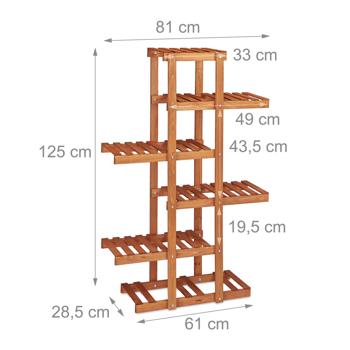 Preview: Blumenregal 5-stöckig - Eleganter Pflanzenständer für Garten & Balkon - Tannenholz hellbraun, 125x81x25cm - Robust, modern & dekorativ