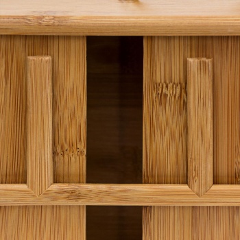 Preview: Teebeutelspender Bambus - 4 Fächer, Platz für über 160 Teebeutel - braun, 22x33.5x10 cm - mit Deckel & Griff - Naturholz Design - ideal für Küche, Büro