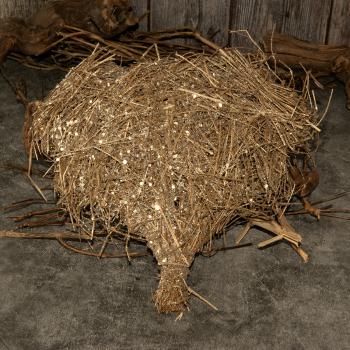 Preview: Trockenblumen-Dekoration Herzform aus Trockengras - Goldener Glitter für Wand & Tisch - Extravaganter Natur-Look zum Aufhängen/Legen - 25 cm Länge