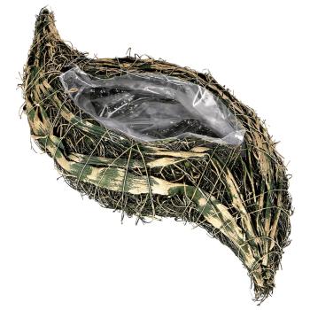 Pflanztopf aus Ästen - Naturdekoration gold & grün - Ellipsenform mit Folie ausgekleidet - 40x20x5cm für Innen & Aussen