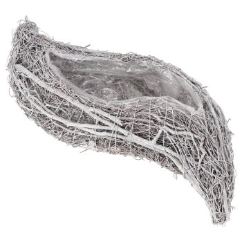 Pflanztopf Naturdekoration Ellipsenform aus Ästen - Vielseitige Dekoschale gold & grün für Innen & Aussen - 40x20x5cm - Umweltfreundlich mit Folie