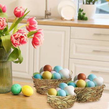 Preview: Pflanzkörbe-Set aus Heu & Bambus - 3er-Set Pflanztöpfe mit Innenfolie - Naturfarben - Deko, Aufbewahrung, Übertöpfe - 3 Grössen (29/24/18cm)