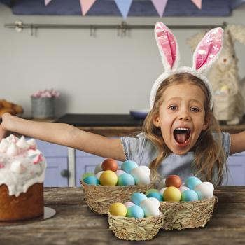 Preview: Pflanzkörbe-Set aus Heu & Bambus - 3er-Set Pflanztöpfe mit Innenfolie - Naturfarben - Deko, Aufbewahrung, Übertöpfe - 3 Grössen (29/24/18cm)