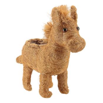 Pflanzkorb Pferd aus Naturgeflecht - Herziger Pflanztopf für Zimmerpflanzen & Deko - Inkl. Innenauskleidung - Masse 25x28x22cm