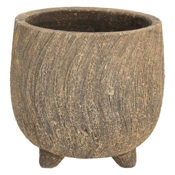 Blumentopf aus Keramik mit 3D-Muster - Anthrazit Übertopf für Pflanzen & Deko - 3 Standfüsse, Ø 12,5 x 11 cm - Edler Blickfang für Zuhause