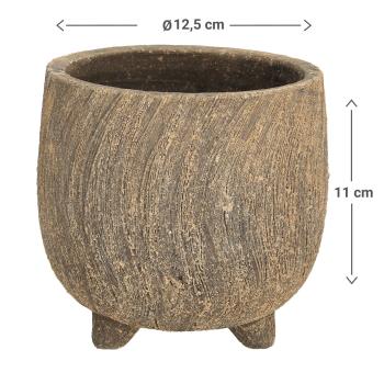 Preview: Blumentopf aus Keramik mit 3D-Muster - Anthrazit Übertopf für Pflanzen & Deko - 3 Standfüsse, Ø 12,5 x 11 cm - Edler Blickfang für Zuhause