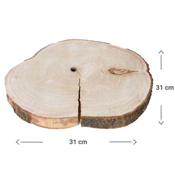 Preview: Holzscheiben Untersetzer Naturrand - Paulownia Holz Deko-Element - 31x31x3cm - Unikat schützt Tisch vor Flecken & Kratzern