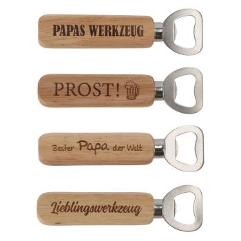Flaschenöffner aus Eichenholz und Eisen - Kapselheber mit lustigen Sprüchen - Robust, langlebig, abrutschsicher - Ideal als Partyzubehör & Geschenk