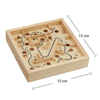 Preview: Kugellabyrinth Holz Geschicklichkeitsspiel - Fördert Koordination & Konzentration für Jung & Alt - Massive Kiefernholz-Verarbeitung - Dekoration - 10x10cm