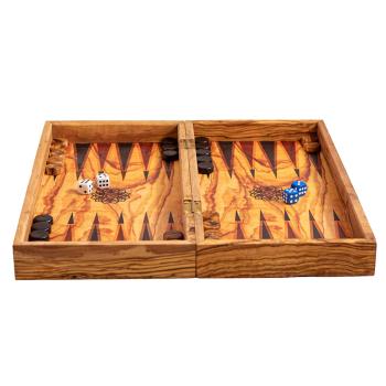 Olivenholz 3-in-1 Spielbrett Handgefertigt - Schach, Dame, Backgammon im Koffer - Inkl. Figuren, 40x40x5 cm, Made in Italy