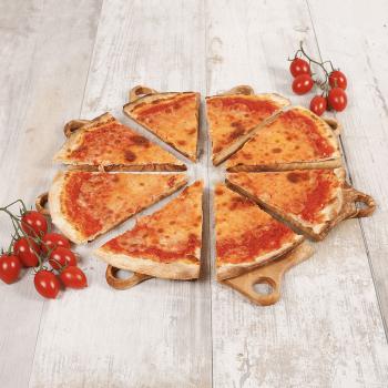Preview: Pizza-Schneidebrett aus Olivenholz - 8-teiliges Set mit Halterung & Pizzastücke-Brettern - Antibakteriell, robust, handgefertigt in Italien