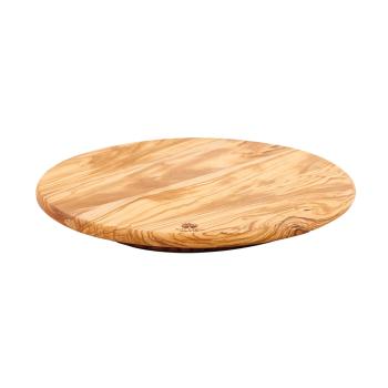 Olivenholz Drehteller Servierplatte - Handarbeit Made in Italy - Ø 31x4cm - Präsentation von Käse Wurst Cupcakes Früchten Snacks