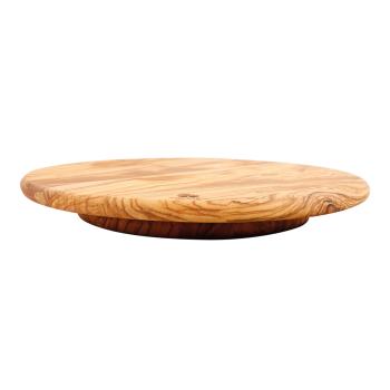 Preview: Olivenholz Drehteller Servierplatte - Handarbeit Made in Italy - Ø 31x4cm - Präsentation von Käse Wurst Cupcakes Früchten Snacks