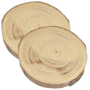 2er-Set Holzscheiben Untersetzer - Baumstamm Dekoration mit Naturrand - Unikat, schützt vor Kratzern & Flecken - Braun, 20x20x2.5cm