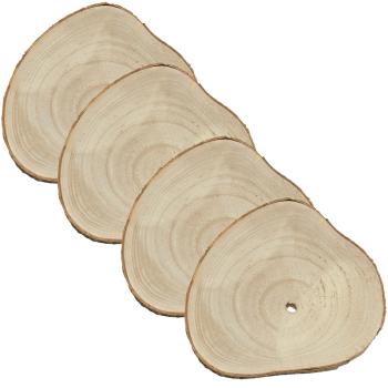 Preview: 4er-Set Holz Untersetzer – Natur Baumstamm Scheiben Deko rustikal – Unikat mit Naturrand & Maserung – 20x20x2.5cm – Schutz vor Flecken & Kratzern