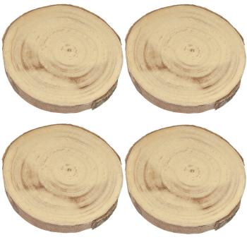 4er-Set Holz Untersetzer – Natur Baumstamm Scheiben Deko rustikal – Unikat mit Naturrand & Maserung – 20x20x2.5cm – Schutz vor Flecken & Kratzern