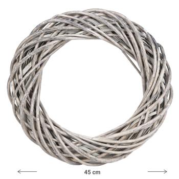 Preview: Deko-Weidenkranz aus verflochtenen Ästen - Naturdekoration zum Dekorieren - Vielseitig für Innen & Aussen - Braun, Ø 45x8cm