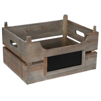 Stapelkiste Holz - Stapelbar mit Beschriftungsfeld - Aufbewahrung & Deko - Grifföffnungen - 40x30x23cm - Kiefer Natur