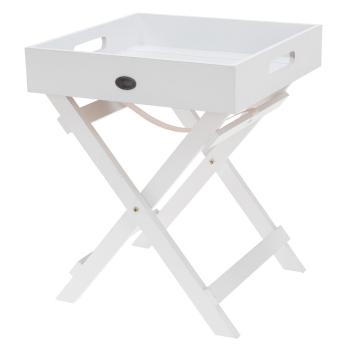 Tablett Tisch - klappbarer Serviertisch & Beistelltisch weiss - abnehmbares Servier-Tablett mit Grifföffnungen - 30x30x36cm - Holzfaserplatten