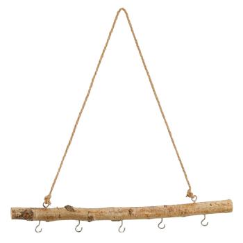 Schlüsselbrett Birkenholz 50cm - Rustikaler Kleiderhaken & Wanddeko für Flur & Kinderzimmer - Aus echtem Ast mit 5 Haken - Geschenkidee