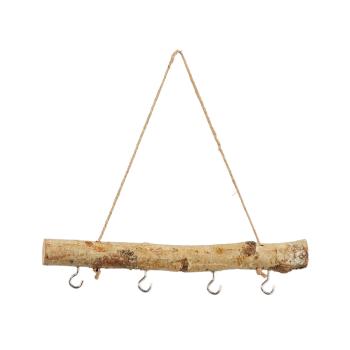 Schlüsselbrett aus Birkenholz Natur - Deko Holzbrett zum Aufhängen mit 4 Haken für Schlüssel, Accessoires & Kinderspielzeug - 30 cm Länge