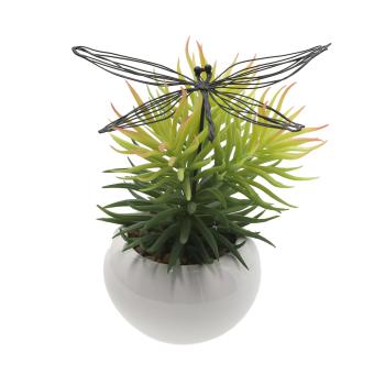 Preview: Blumentopfstecker Libelle - Filigrane Gartenstecker aus Eisen für Innen & Aussen - Dekoration für Pflanzenkästen & Beete - 8x19x13cm