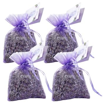4er-Set Duftsäckchen Lavendelblüten - Kleiderschrank Lavendelkissen mit feinem Duft - 15g Organza-Beutel - Motten & Rauchverzehrer - Geschenk