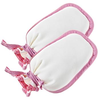 Preview: 2er-Set Peelinghandschuhe Pink Butterfly - Sanftes Körperpeeling für Gesicht & Körper - Anti-Cellulite-Effekt - Schadstofffrei - Farbe: Weiss/Rosa