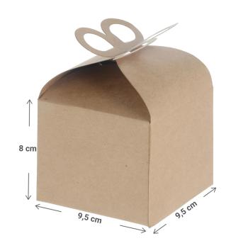 Preview: 2er-Set Geschenkbox Papier - Faltbare Geschenkschachtel mit Deckel zum Gestalten - 9,5x9,5x8cm Natur-Optik - Ideal für Schmuck Gebäck Süssigkeiten