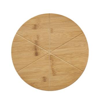 Pizzateller aus Bambus - Rundes Pizzabrett mit Schneiderillen & Griff - Lebensmittelecht - Schnittfest - Ø 33cm - Umweltfreundlich & Unikat